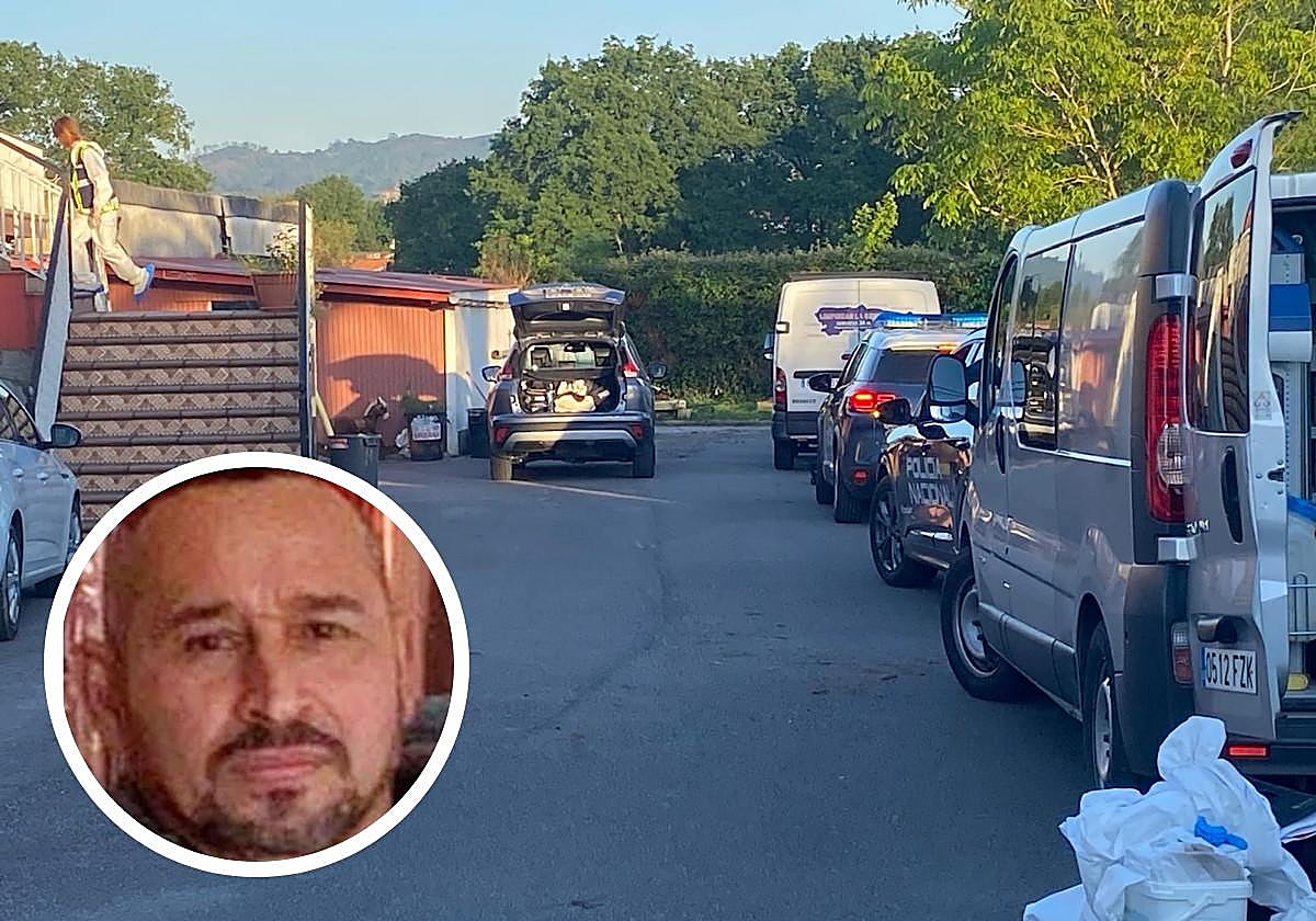 La Policía investiga la vivienda en la que apareció el cadáver de John Jairo Pérez Chavarro. Abajo a la izquierda, la imagen de la víctima difundida cuando la familia denunció su desaparición.