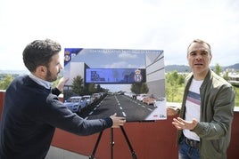 La presentación el año pasado del proyecto del Real Avilés por su presidente y el alcalde de Corvera.