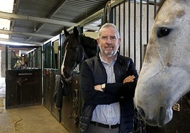 Mario Vigil en las cuadras del Club Hípico Astur, en las que hay 150 caballos.