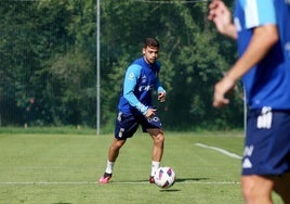 Masca, en un entrenamiento del Oviedo.