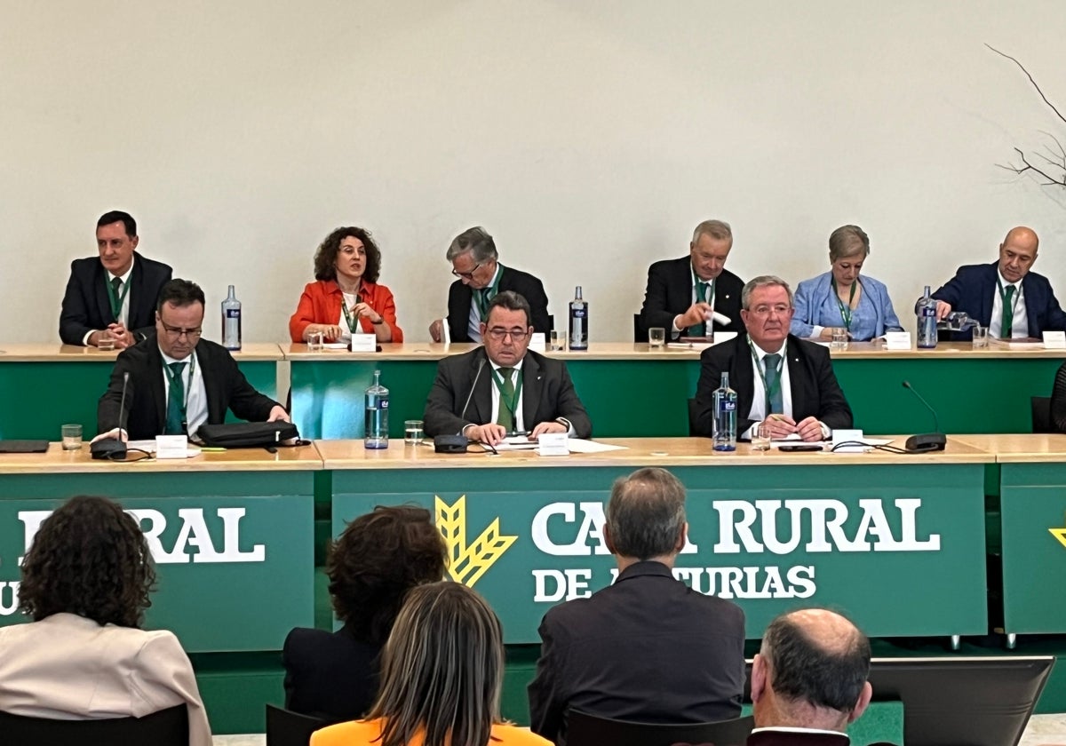 Asamblea general de delegados de Caja Rural de Asturias, esta mañana en Oviedo.