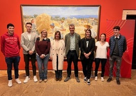 Chechu Rubiera, Samuel Sánchez, Lara Martínez, Gimena Llamedo, Javier Guillén, Manuela Fernández, Lucía González y Pelayo Sánchez, ayer en el Museo de Bellas Artes.