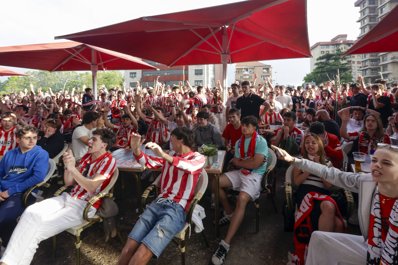 Éxtasis en Gijón tras la victoria del Sporting