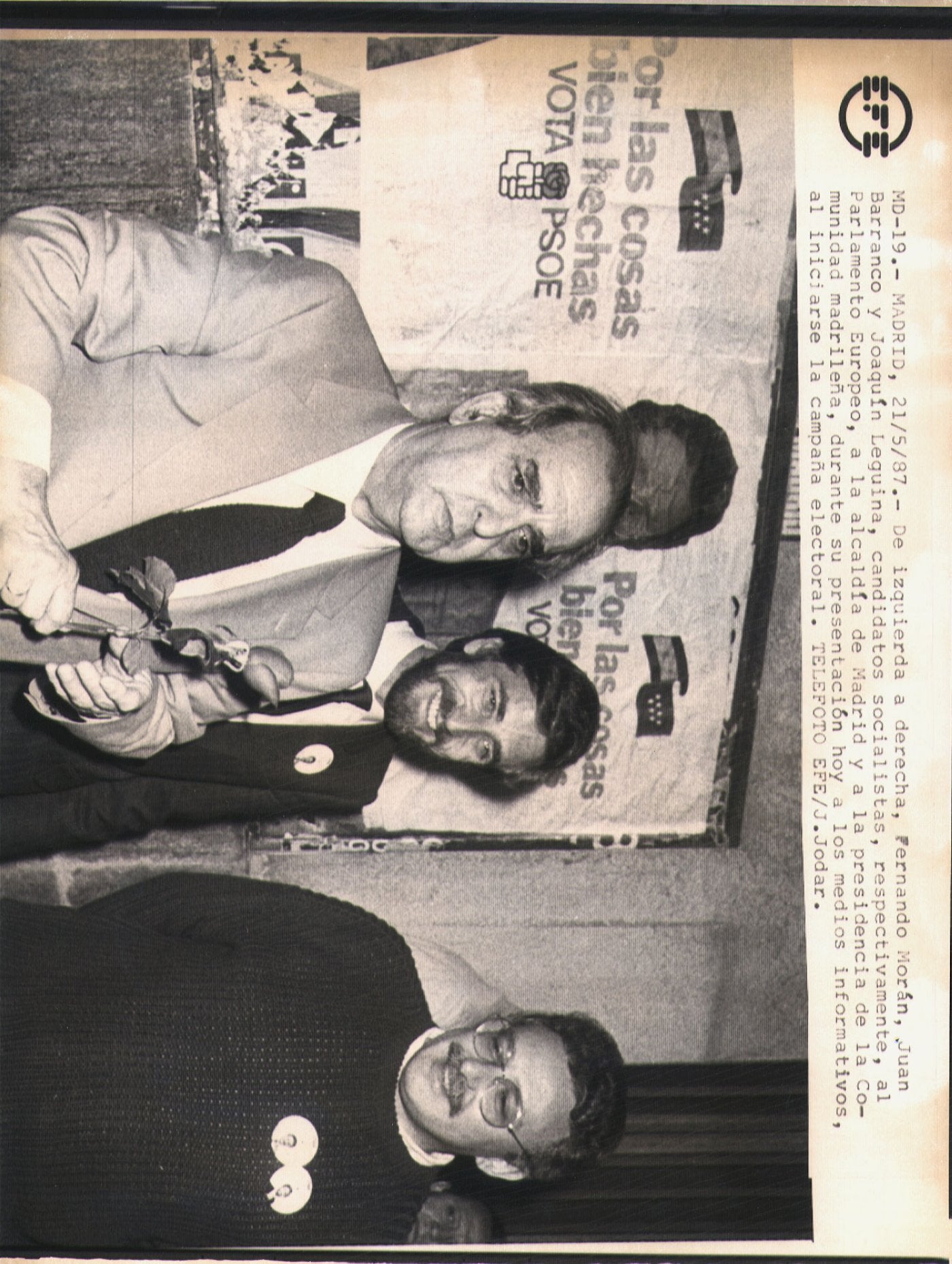 Fernando Morán, Juan Barranco y Joaquín Leguina, al inicio de la campaña.
