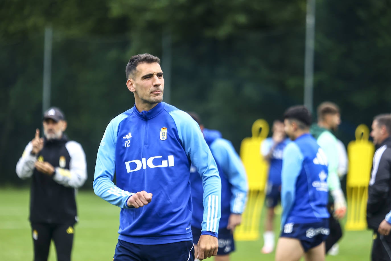 Entrenamiento del Real Oviedo tras el partido contra el Eibar