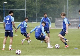 Entrenamiento de esta mañana en el Carlos Tartiere.