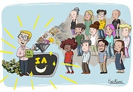 Ilustración que Eva Rami empleará hoy en su charla en la Feria del Libro de Gijón para hablar de inteligencia artificial.