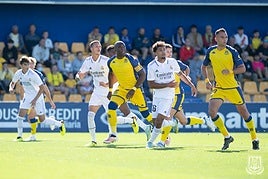 Babin, en un partido de Primera Federación hace dos temporadas ante el Real Madrid Castilla.