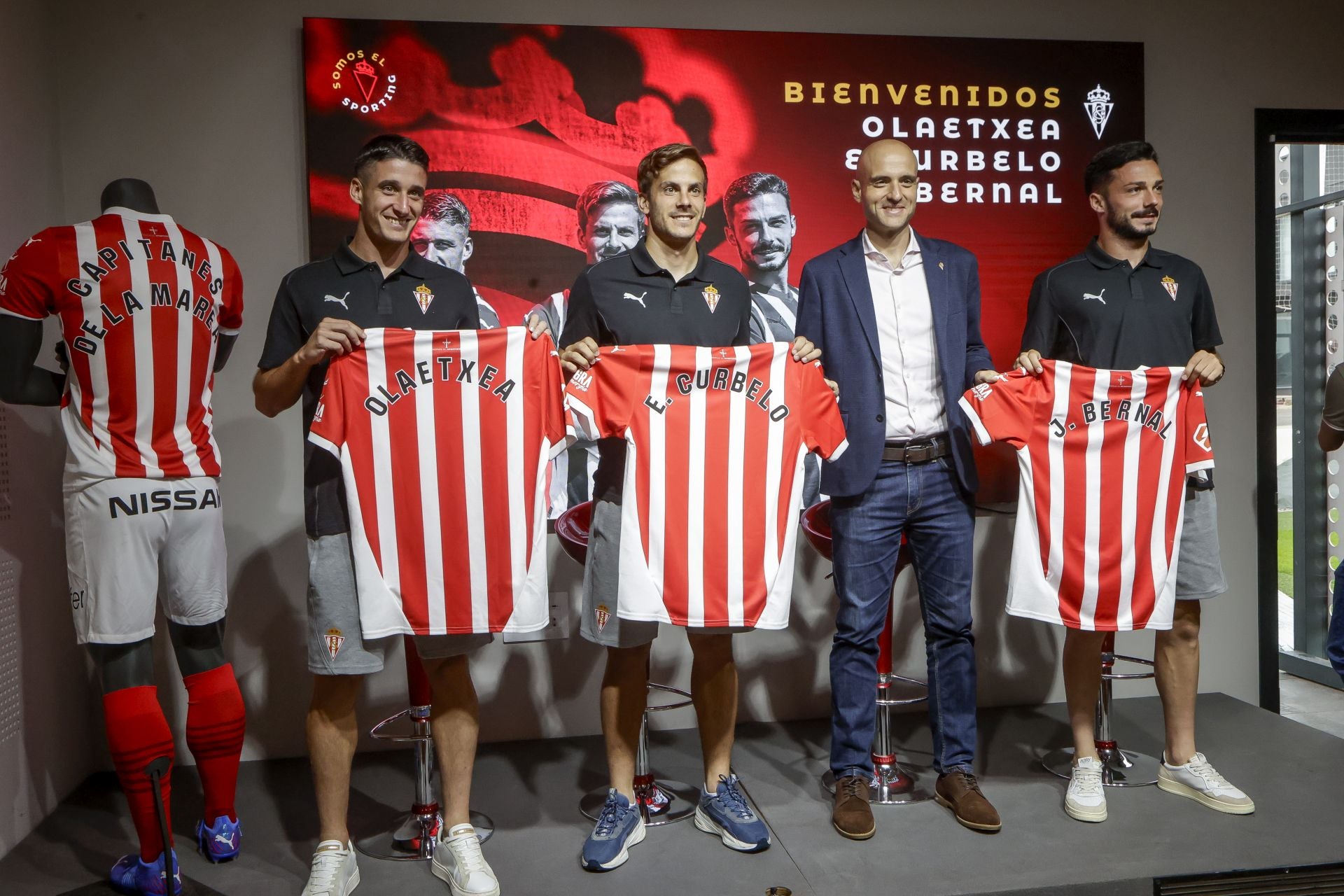 Presentación del Sporting: Lander Olaetxea, Eric Cubela y Jesús Bernal