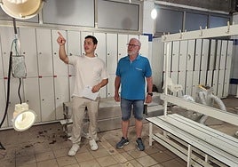 Jorge Suárez y Genaro Rodríguez supervisando las obras.