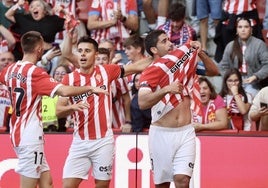 Cote celebra el segundo gol del Sporting.