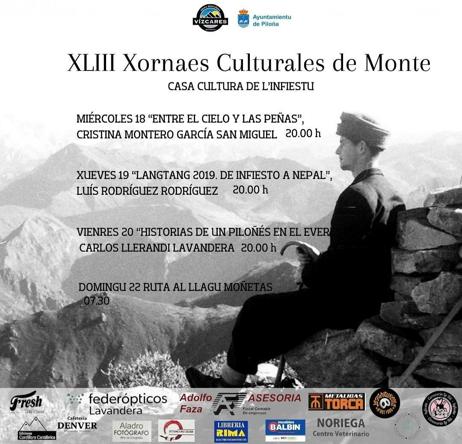 Cartel con el programa de esta 43 edición de Les Xornaes Culturales de Monte, que este año se van de ruta al lago de las Moñetas, en Picos de Europa