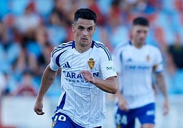 Sergio Bermejo, durante un partido con el Zaragoza esta temporada.