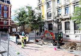 Las obras de peatonalización a la altura de la plaza de Porlier.