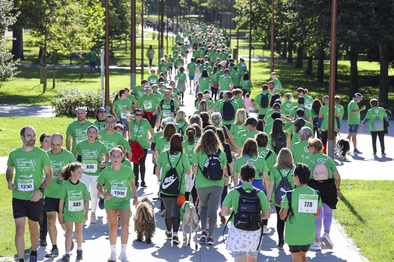 Una marea verde marcha contra el cáncer en Gijón