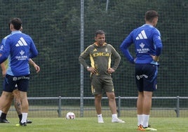 Calleja, en un entrenamiento al frente del conjunto azul.