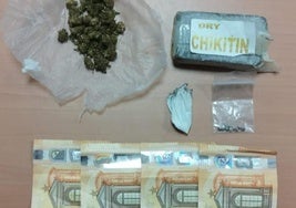 Droga y dinero incautado por la Guardia Civil.