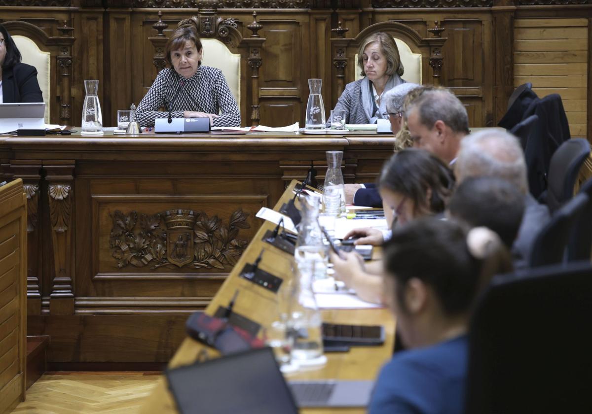 Pleno del Ayuntamiento de Gijón, esta mañana.