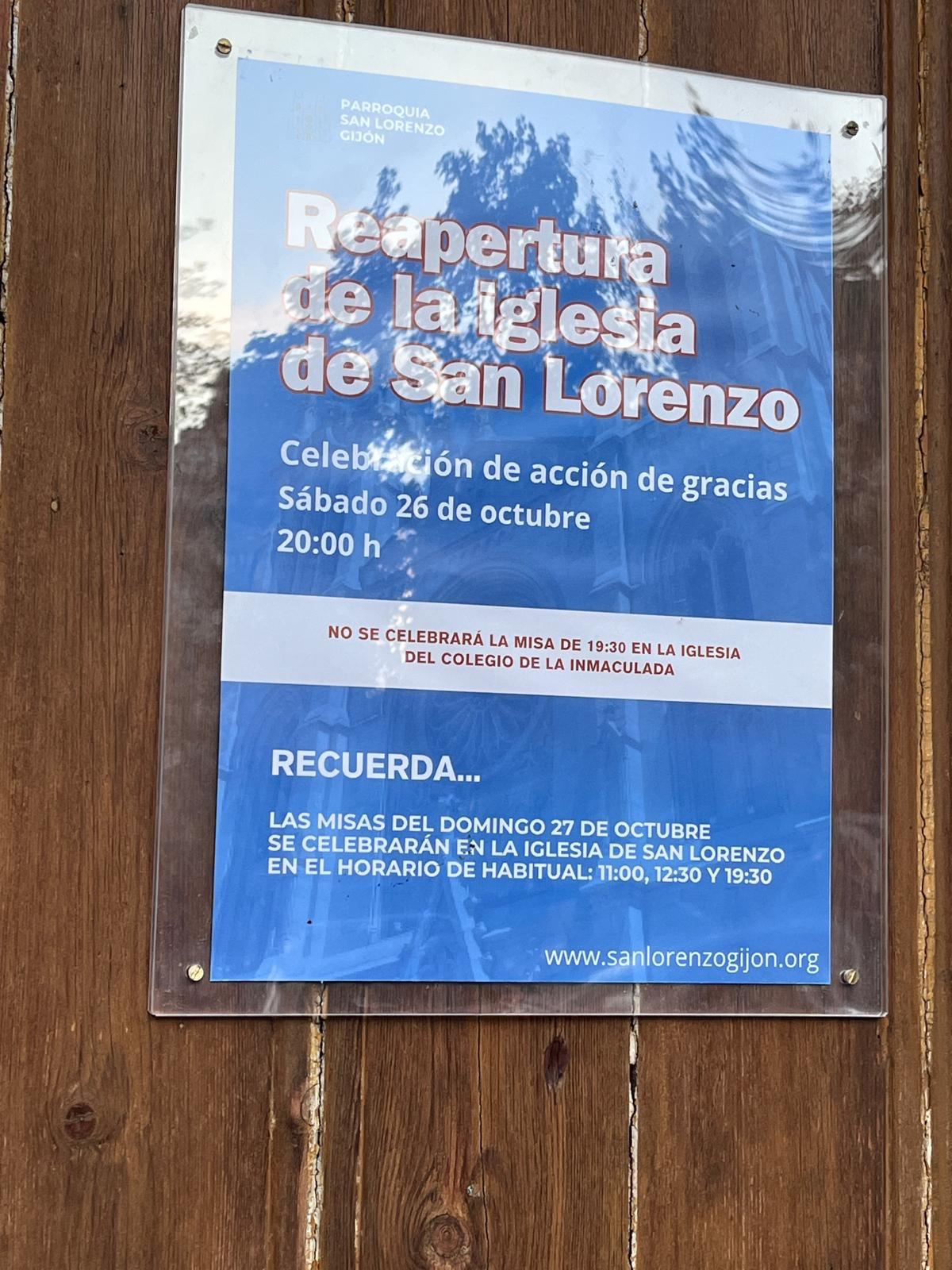 La iglesia de San Lorenzo, en Gijón, reabre tras un cambio de cara