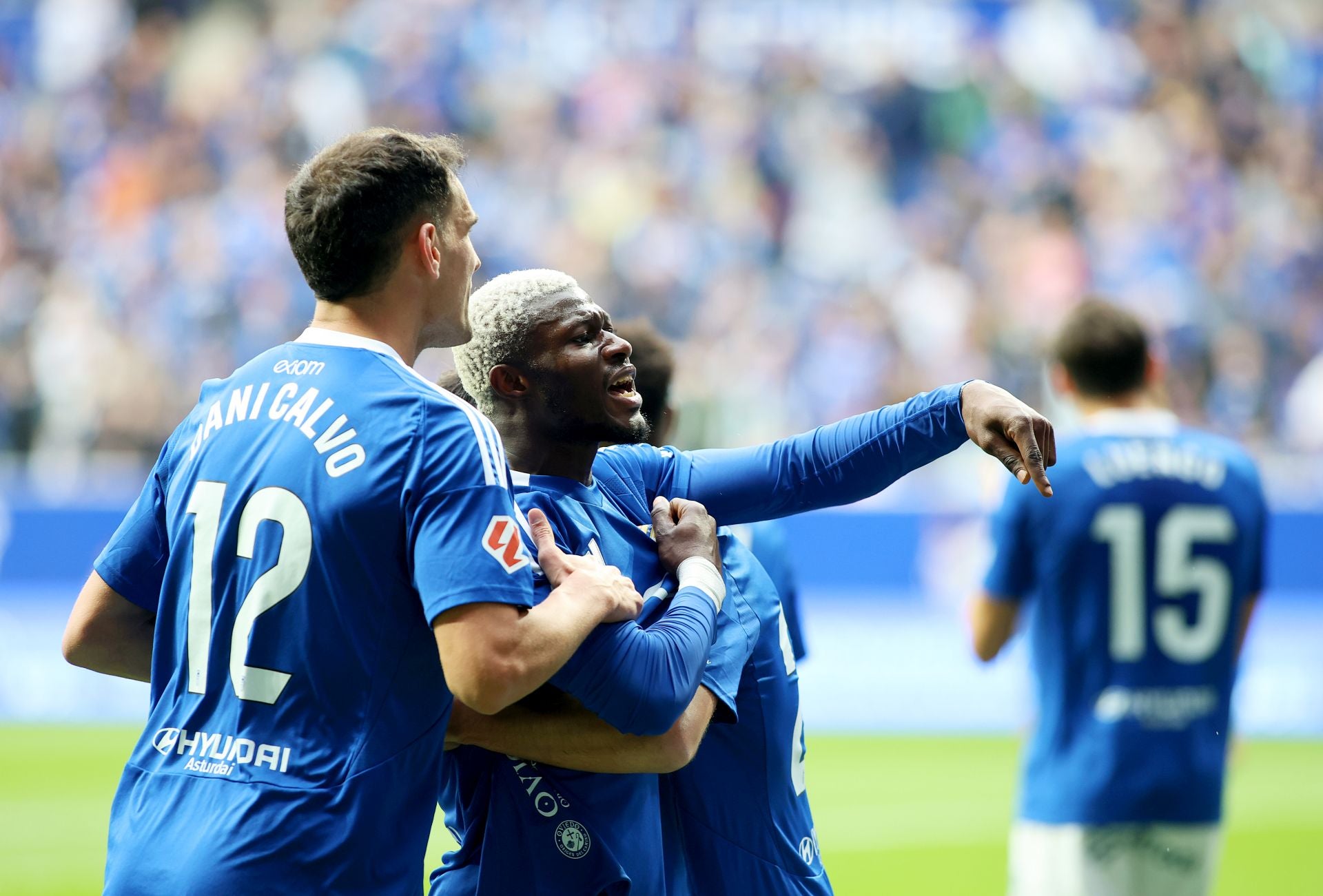 Sibo celebra su gol, que abrió el marcador a los 9 minutos.