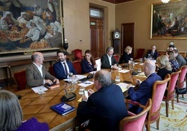 Reunión de la Junta de Portavoces celebrada ayer en la Junta General del Principado de Asturias.