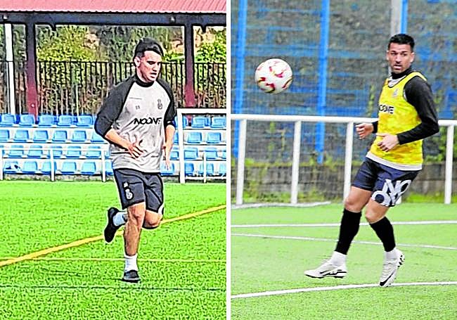 Gete y Natalio, ayer, entrenando.