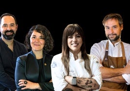 Los tres seleccionados: Samuel y Blanco Moreno, del restaurante El Molino de Alcuneza; Lara Roguez, del restaurante Abarike y Miguel Ángel de la Cruz, del restaurante La BOtica de Matapozuelos.