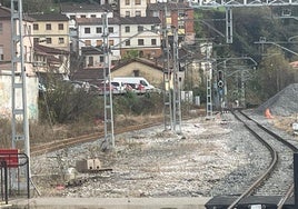 La playa de vías de la estación de El Entrego-La Oscura donde se realizarán los trabajos.