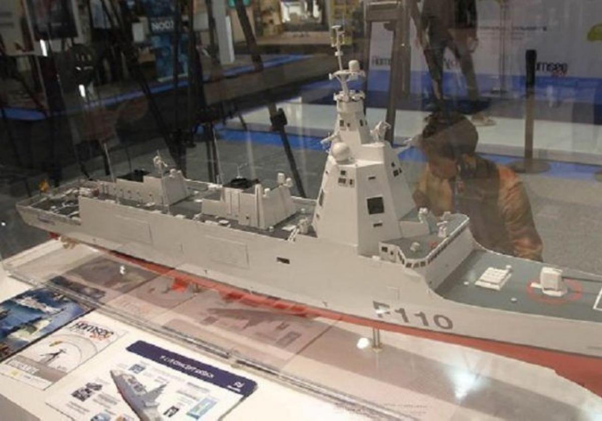 Maqueta del prototipo de la F-110 que Navantia construirá para la Armada.