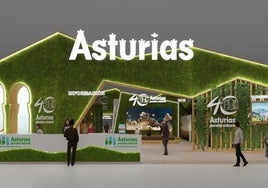 Lara Martínez y Gimena Llamedo en la presentación del estand asturiano