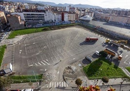 Obras en el solar de Peritos, donde el Principado desarrolla la mayor promoción de vivienda pública.