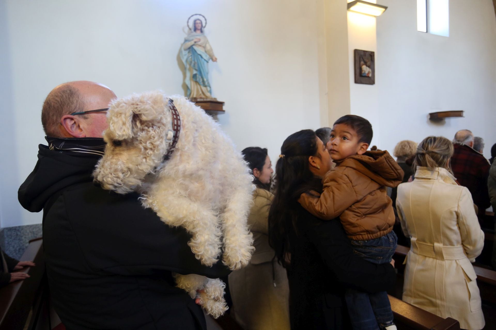 San Antón en Lugones: perros, gatos, conejos, hámsteres y periquitos reciben su bendición