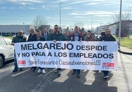 Protesta de los trabajadores de STRE, en el Parque Tecnológico del Principado, en Llanera.