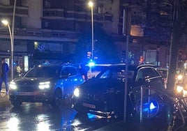 El coche con daños tras impactar contra la farola en avenida de la Costa.