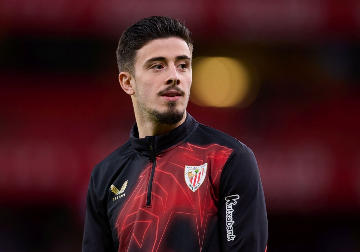 Nico Serrano, este domingo, antes de jugar el final del partido contra el Leganés.