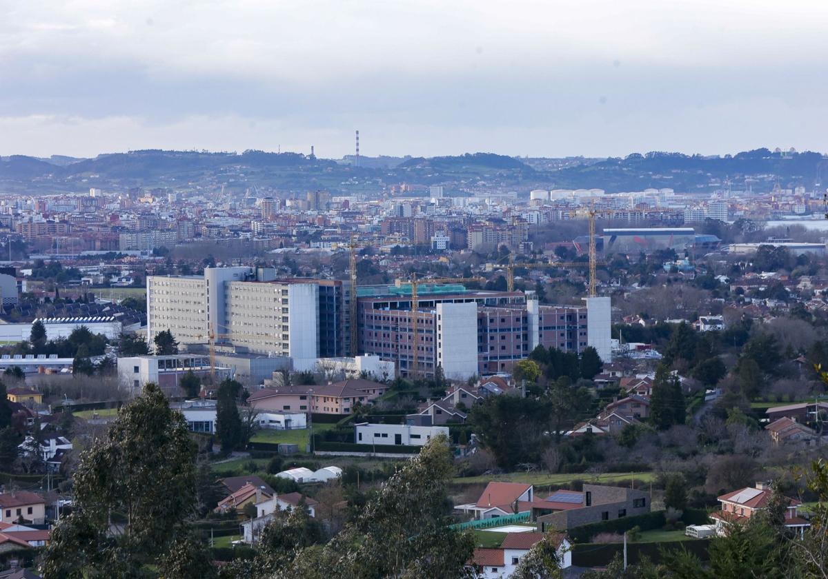 Vista del estado de las obras del Hospital de Cabueñes.