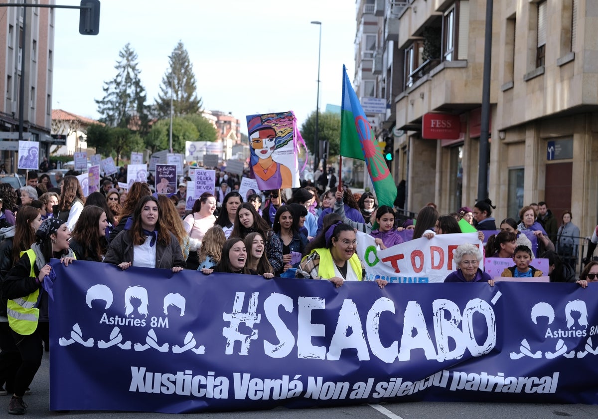 Imagen de la última protesta feminista en Asturias contra la violencia machista