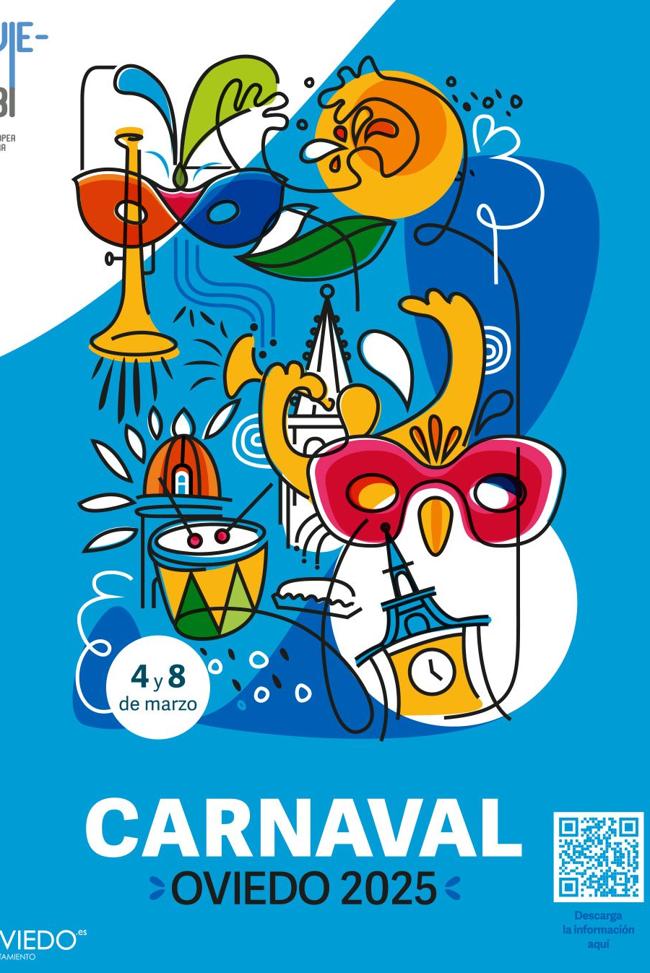 Cartel oficial del Carnaval 2025 en Oviedo.