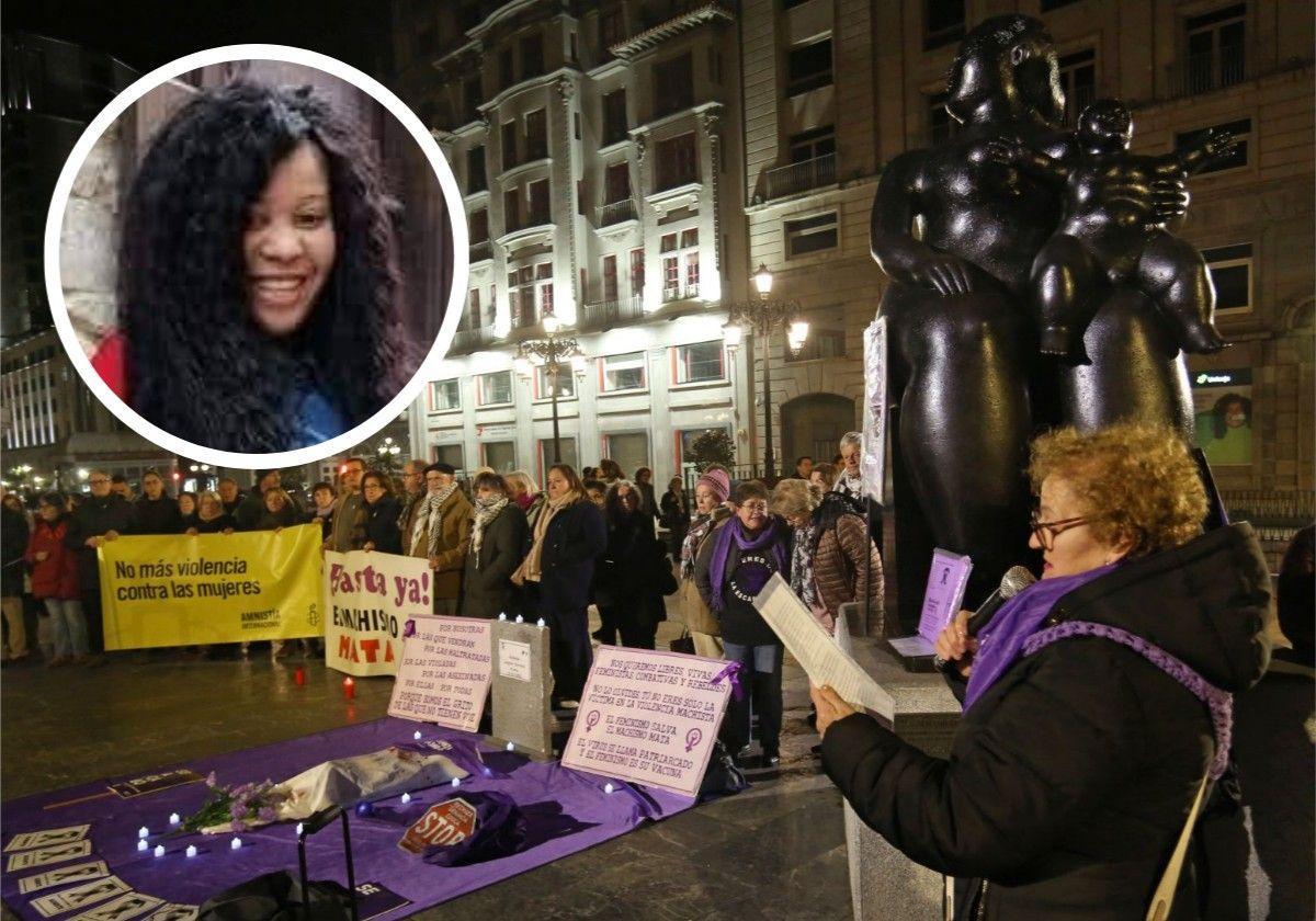 La plaza de La Escandalera de Oviedo acogió el lunes un acto de repulsa contra el asesinato machista de Karilenia en Sama.