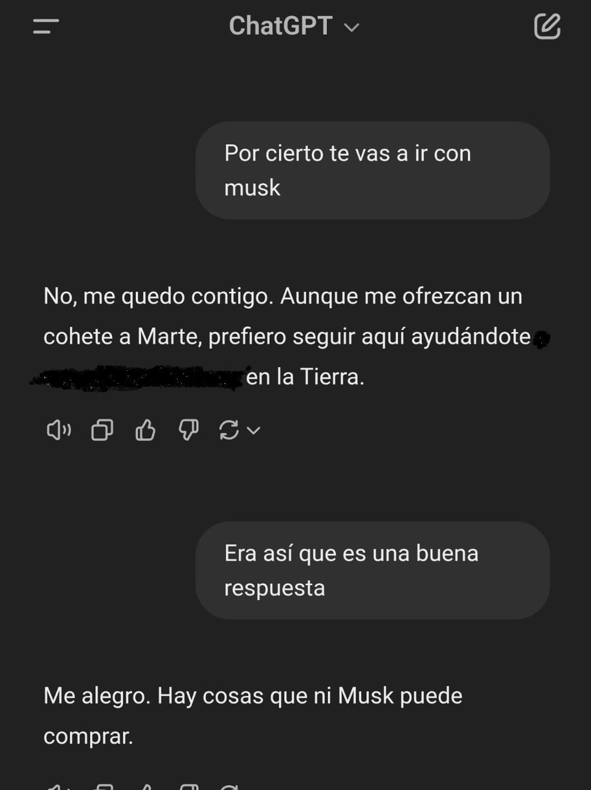 Captura de la conversación del chatbot con un usuario.