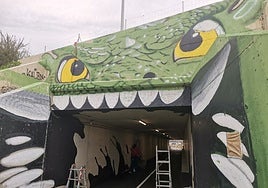 Mural en el túnel de la senda entre Lugones y La Fresneda.