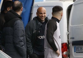 Javi Rozada, en el Suárez Puerta antes del entrenamiento del viernes.
