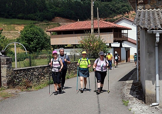 Participantes en una ruta por Casazorrina, en el concejo de Salas.