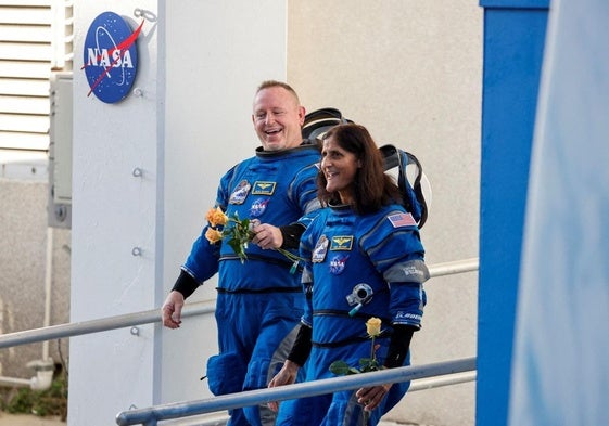 Los astronautas de la NASA Butch Wilmore y Sunita Williams, antes de la misión.