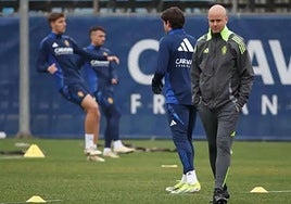 Miguel Ángel Ramírez, durante un entrenamiento con el Zaragoza.