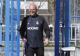 Rozada, en un entrenamiento del Real Avilés en La Toba.