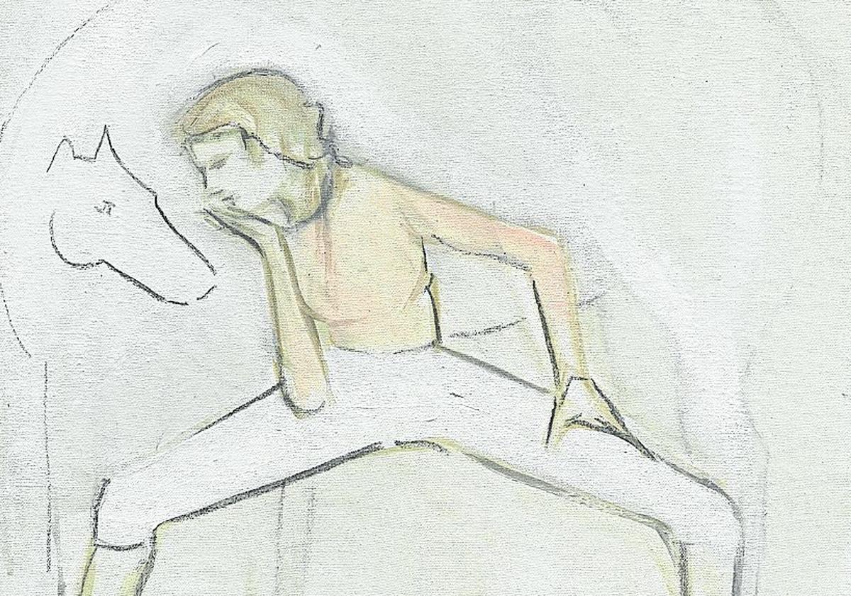 Imagen principal - 'A un sótano', óleo sobre lienzo, 65x41, 2021. 'Concilio', óleo sobre lienzo, 45x38, 2024. La artista. Breza Cecchini, en el Bellas Artes.