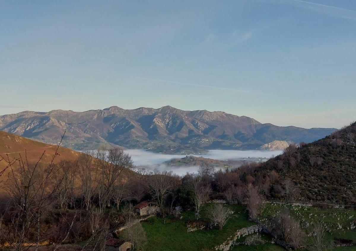 Imagen secundaria 1 - Mota de Cetín, con los Picos de Europa al fondo y el Pierzu asomando por la derecha/ Mirador al Sueve/ Bosque de Cea