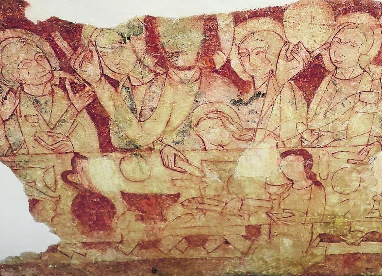 Detalle del mural de la última cena que se halla en San Nicolás de Bari, en Avilés. Pablo nosti