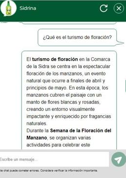 Imagen - Sidrina, el asistente virtual de la página web de la Comarca de la Sidra.